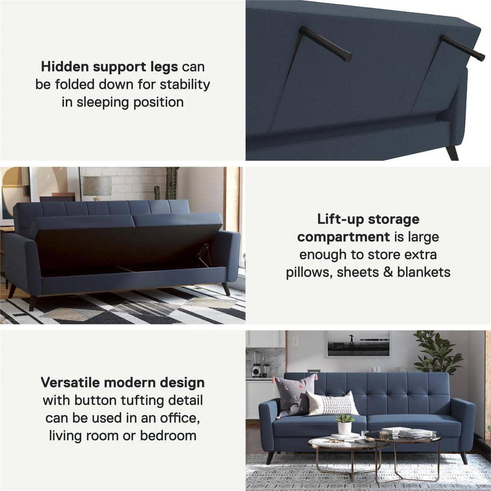DHP Parker Futon with Storage, Blue Linen
