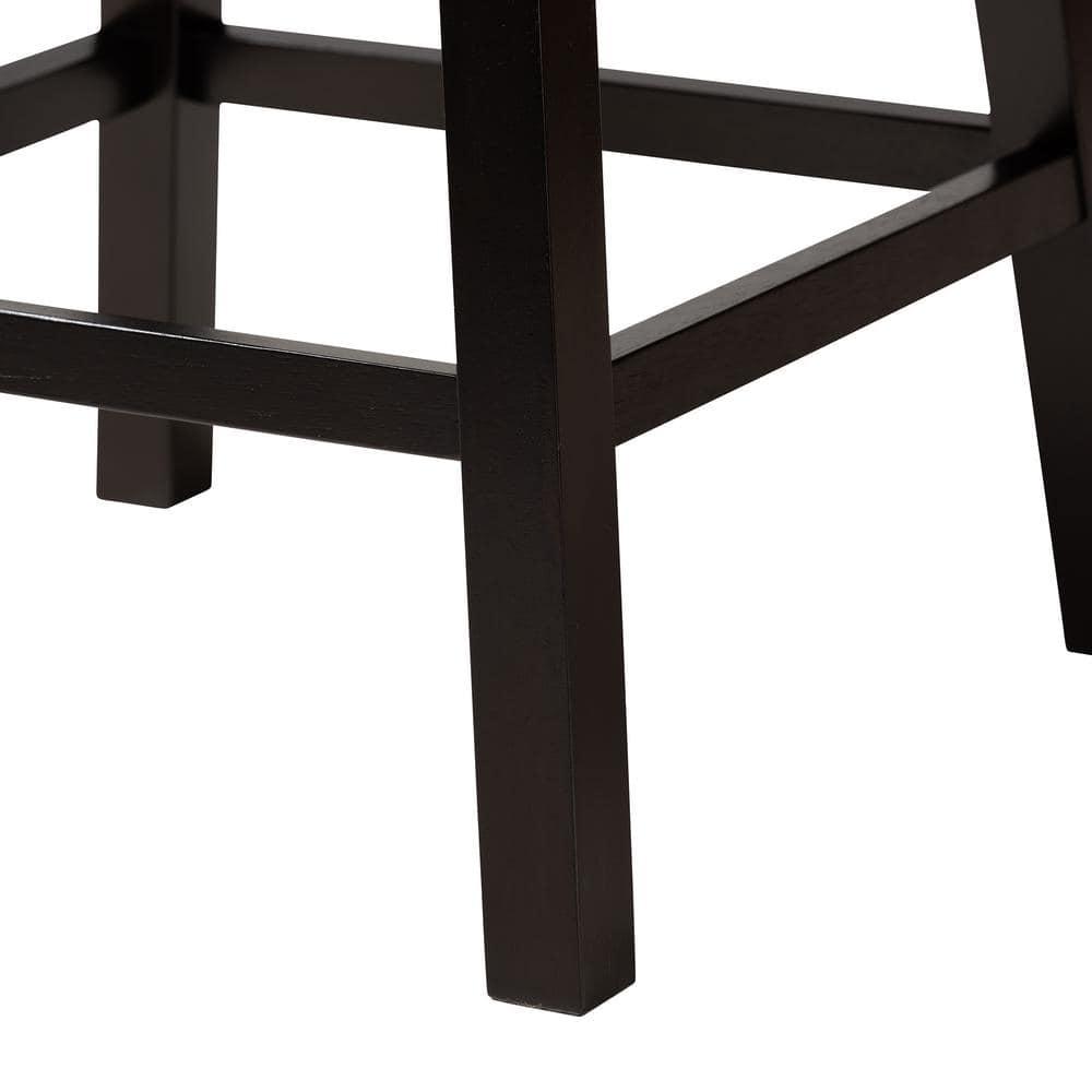 2pc Theron Fabric and Wood Swivel Counter Height Barstool Set Gray/Espresso Brown - Baxton Studio
