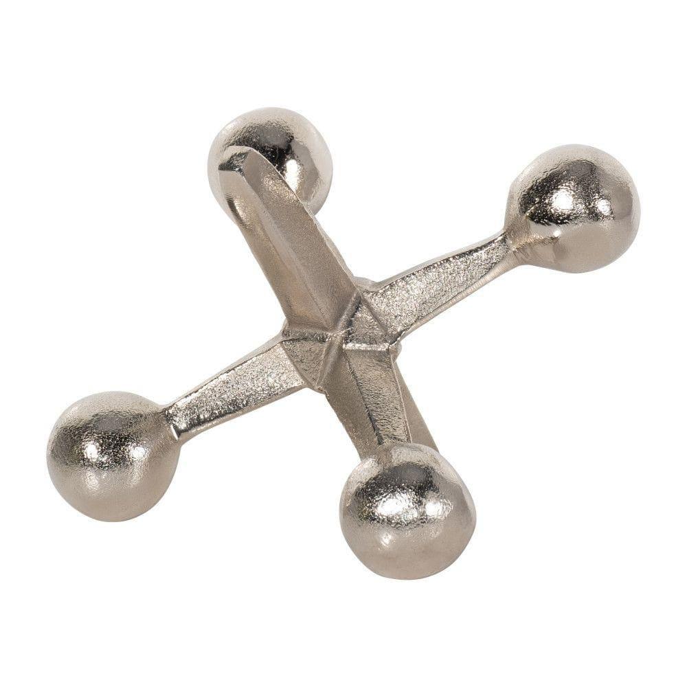 Sagebrook Home Creative Metal Jacks Sculpture for Room, Bedroom or Office Decor, Aluminum, Silver 7 L x 5 W x 5 H Inches