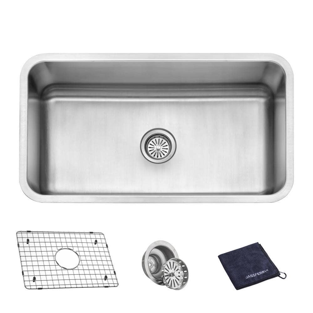 JASSFERRY Undermount Kitchen Sink Single Bowl 32 Inch, 32", 16-gauge Stainless Steel