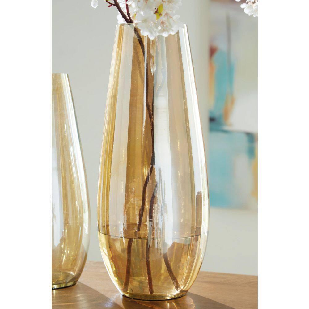 Amber Glass 18" Contemporary Table Vase