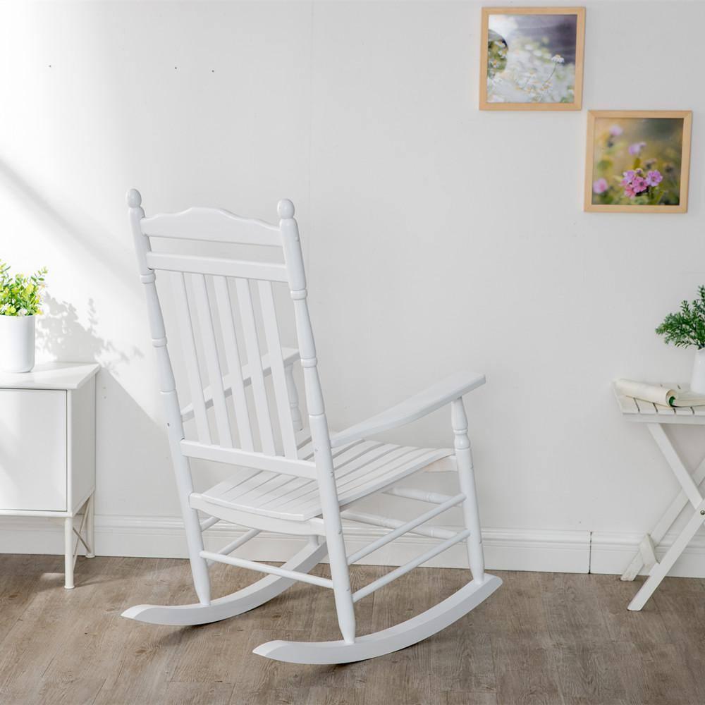 White Wood Traditional Outdoor Rocking Armchair
