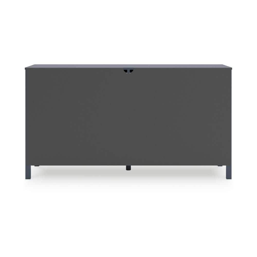 Benjara Cian Wide Dresser, 6 Drawers, Knob Handles, Navy Blue Wood, 61 Inch