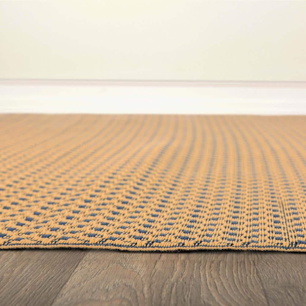 World Rug Gallery Contemporay Solid Reversible Plastic Indoor and Outdoor Rugs - NAVY 5' X 7'
