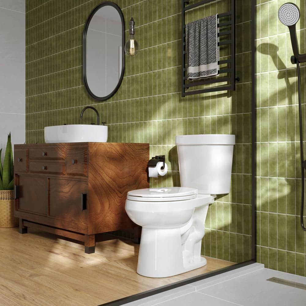 HOROW 1.28 Gallons GPF Round Chair Height Floor Mounted Two-Piece Toilet (Seat Included)