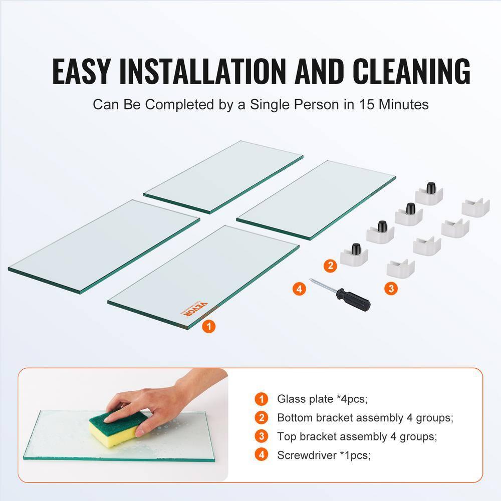 VEVOR Tempered Glass Fire Pit Accessory (Set of 4)