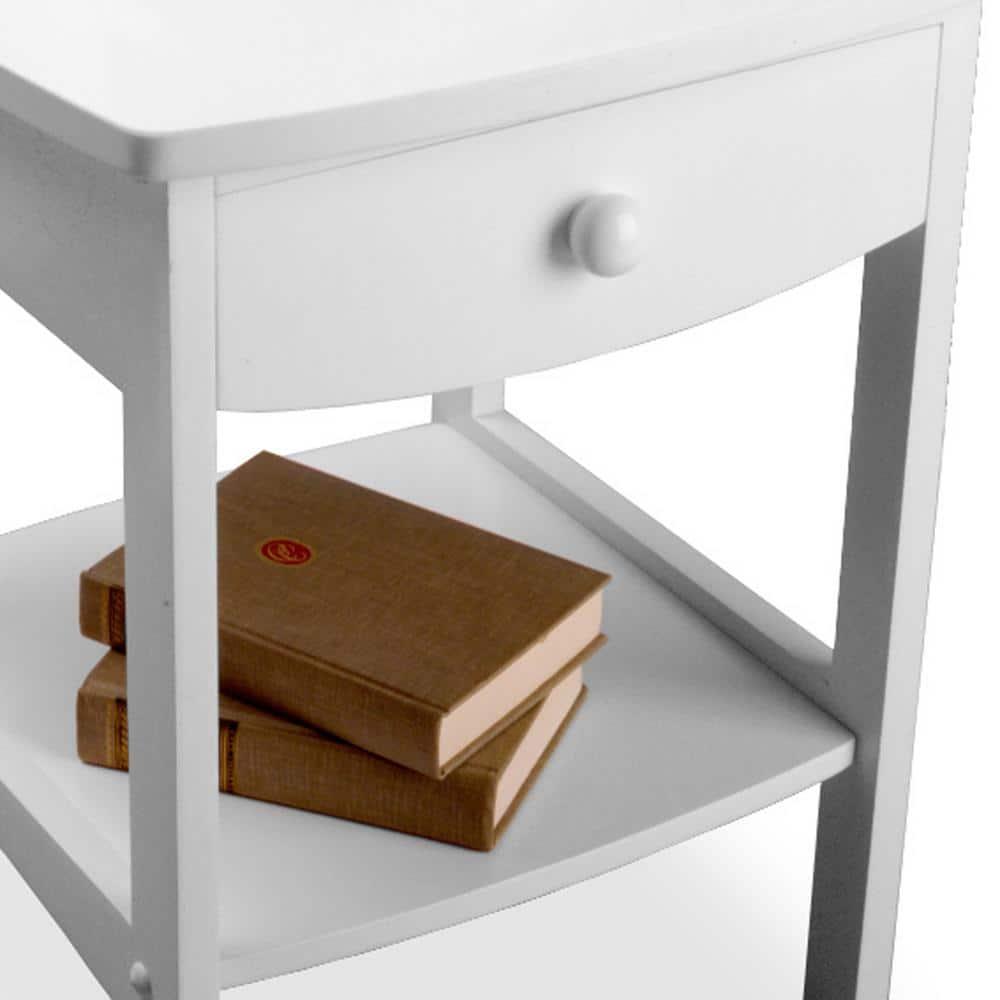 Claire Accent Table White - Winsome: Wood Composite Nightstand with Drawer & Shelf, Spot Clean
