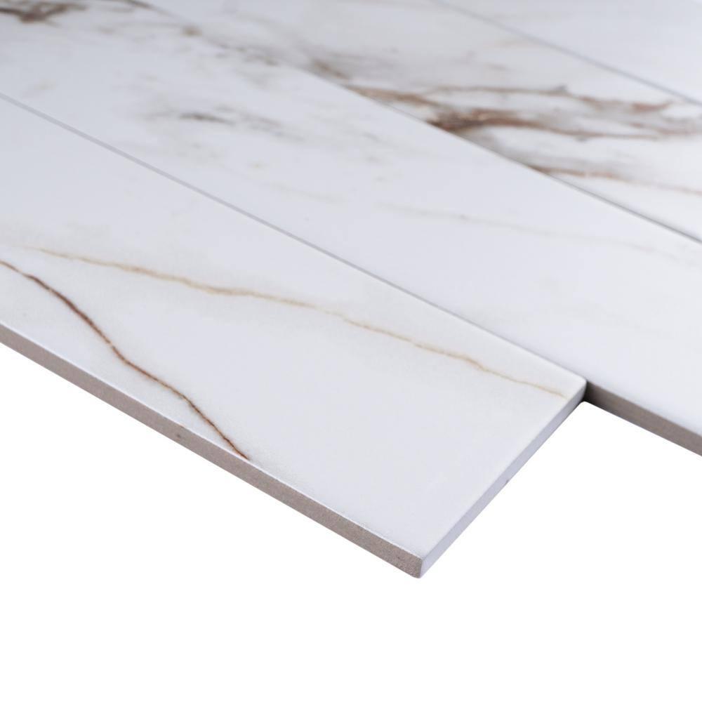 Elegance Gold Subway 3.15 in. x 12.99 in. Matte Porcelain Marble look Floor and Wall Tile (9.04 sq. ft./Case)