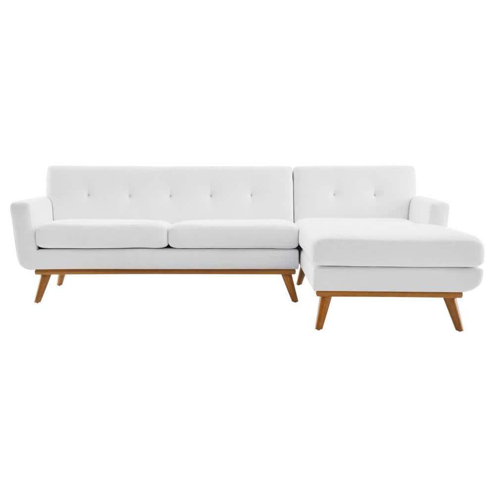 Modway Engage Right-Facing Upholstered Fabric Sectional Sofa in White