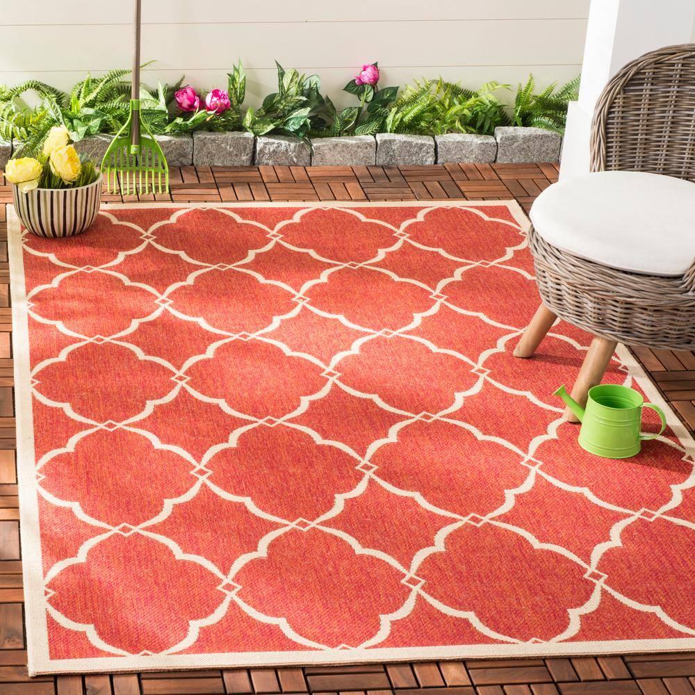 Beach House BHS125 Power Loomed Indoor/Outdoor Accent Rug - Red/Creme - 3'x5' - Safavieh