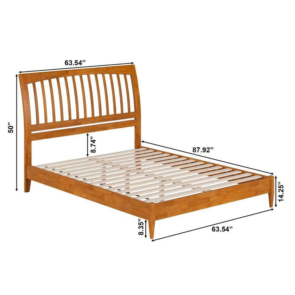 AFI Orleans Queen Solid Wood Low Profile Sleigh Platform Bed, Light Toffee