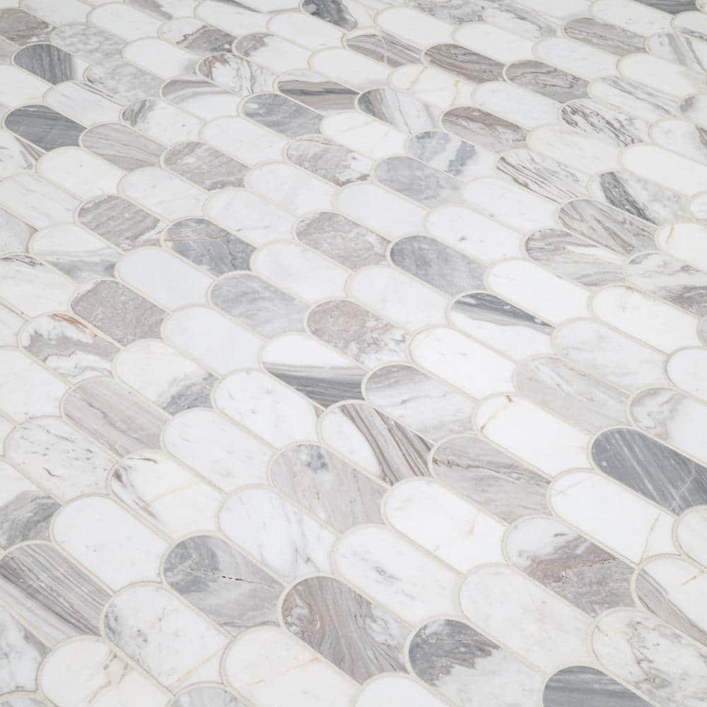Edessa Scallop 12" x 13" Polished Marble Mosaic Floor and Wall Tile