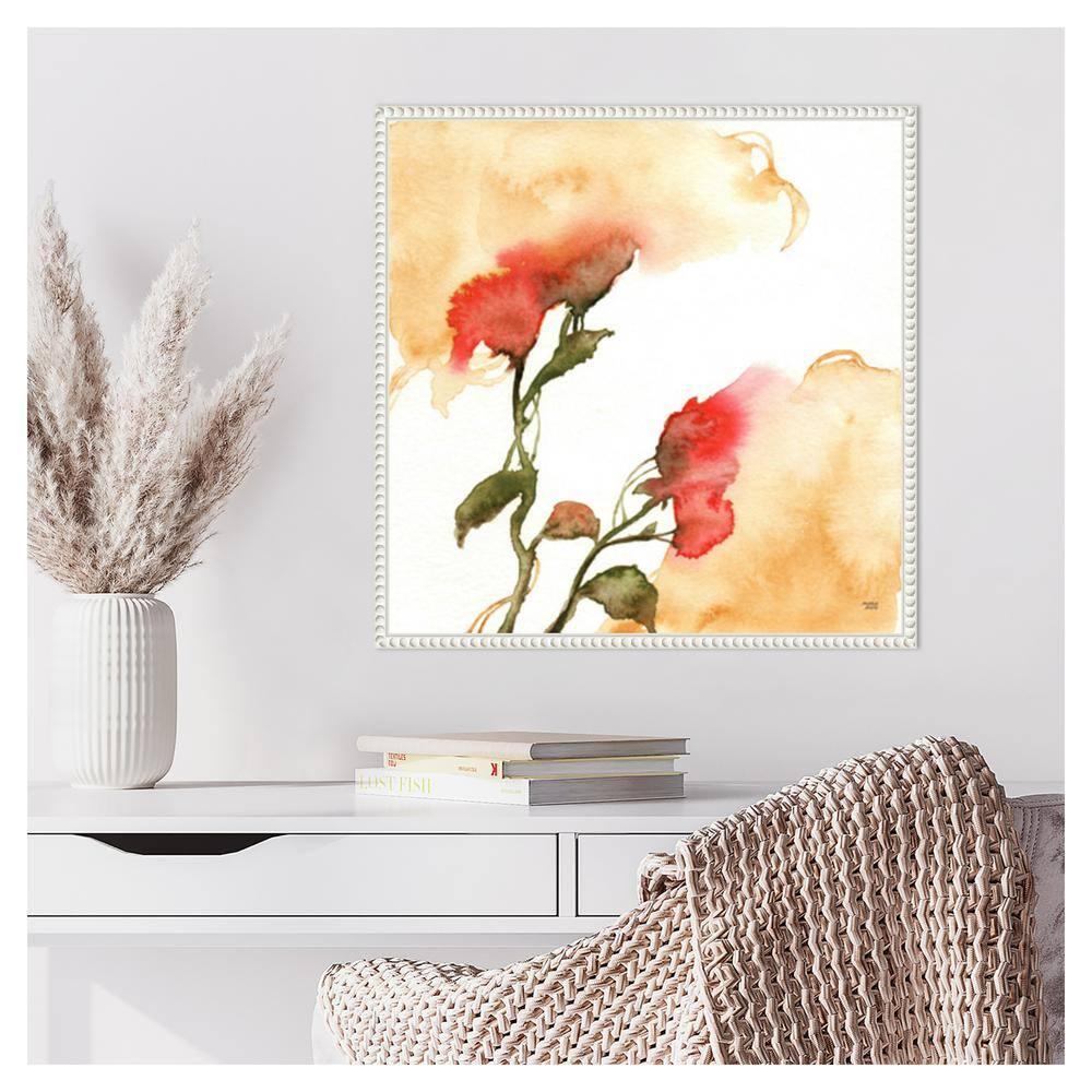 Amanti Art 22"x22" Watercolor Floral Yellow and Red II by Andrea Bijou Framed Canvas Wall Art Print