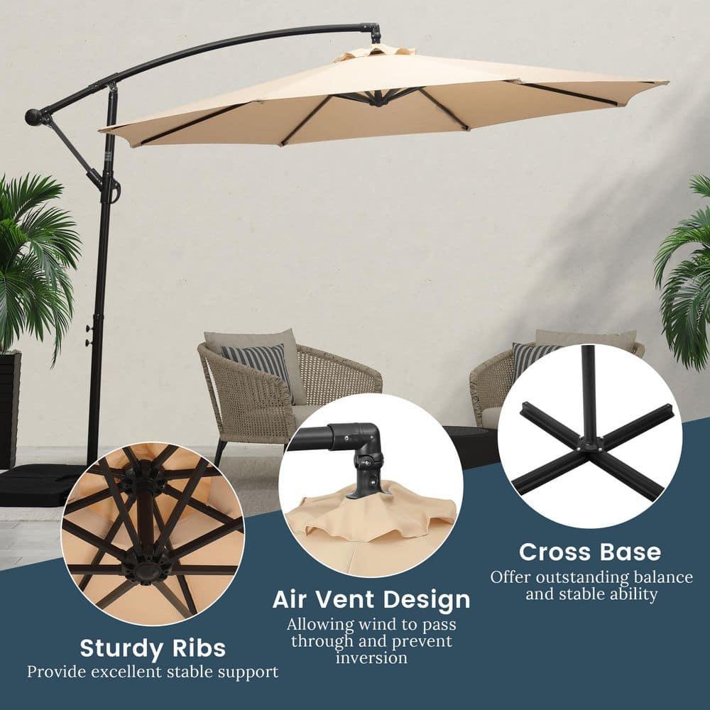 LAUSAINT HOME 10 ft Cantilever Patio Umbrella, Round Outdoor Beige Umbrella
