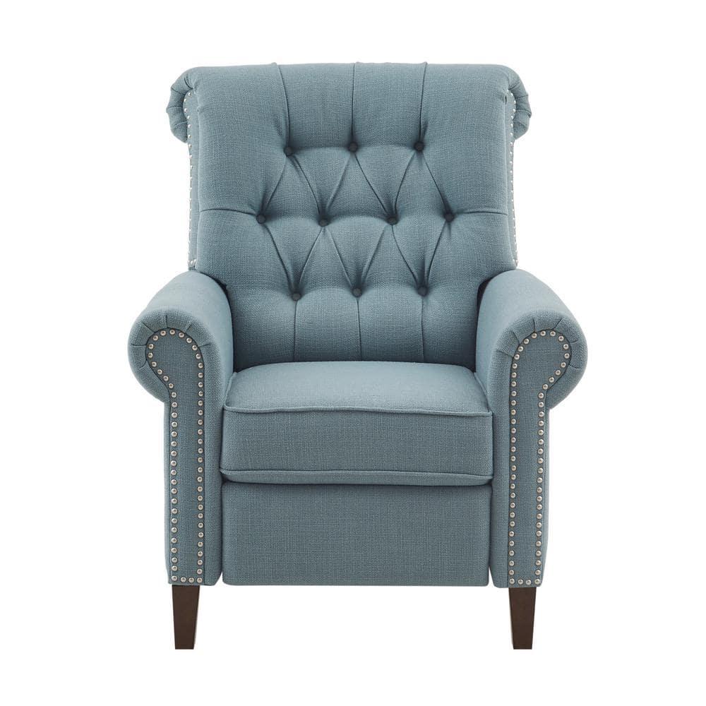 Zak Recliner Blue: Madison Park, Polyester & Linen Upholstery, Wood Frame, Foam Fill, Spot Clean