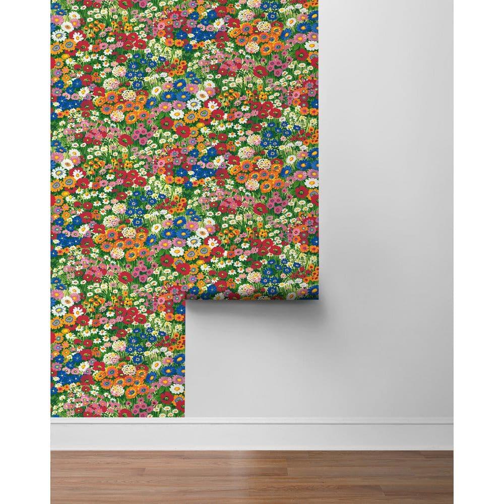 NextWall Floral Meadow Peel and Stick Wallpaper: Self-Adhesive Vinyl, Botanical Pattern, Smooth Finish, 30.75 Sq Ft Coverage
