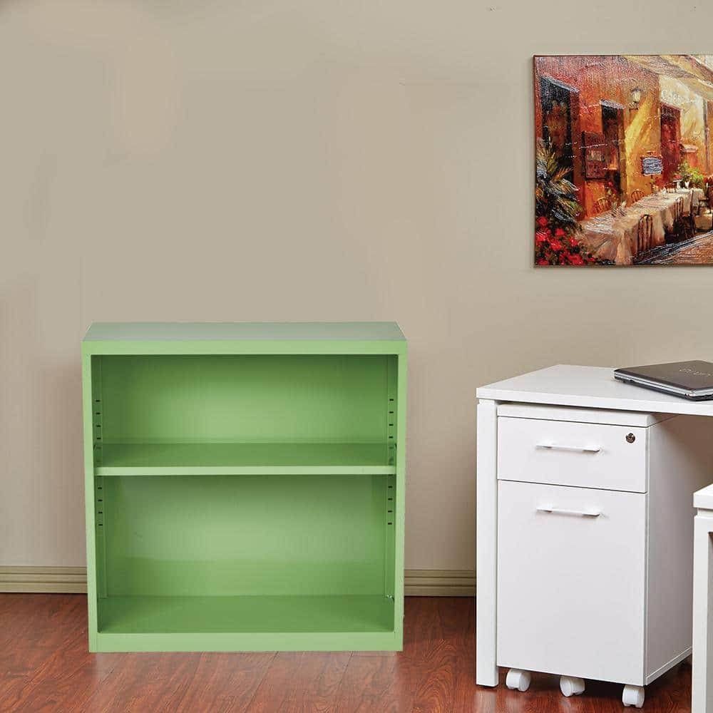 OSP Home Furnishings Metal Bookcase in Green Finish