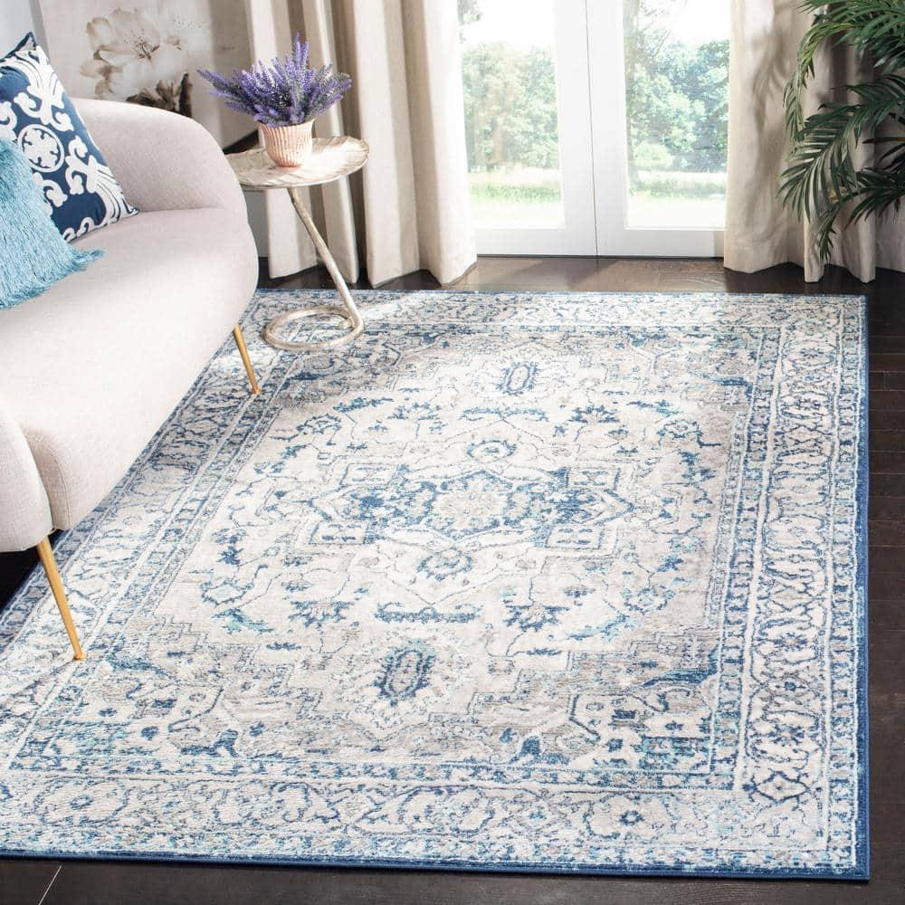Brentwood BNT851 Power Loomed Indoor Area Rug - Light Grey/Blue - 5'x5' - Safavieh
