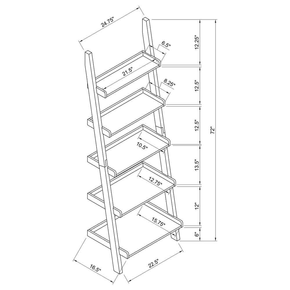 Coaster Colella 5-Shelf Transitional Wood Ladder Bookcase in Cappuccino