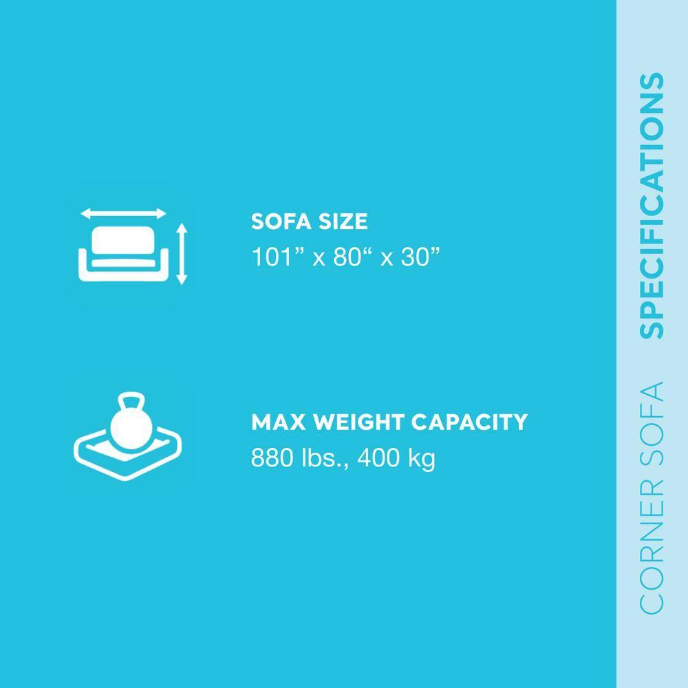 Intex Inflatable Corner Living Room Air Mattress Sectional Sofa Couch, Beige