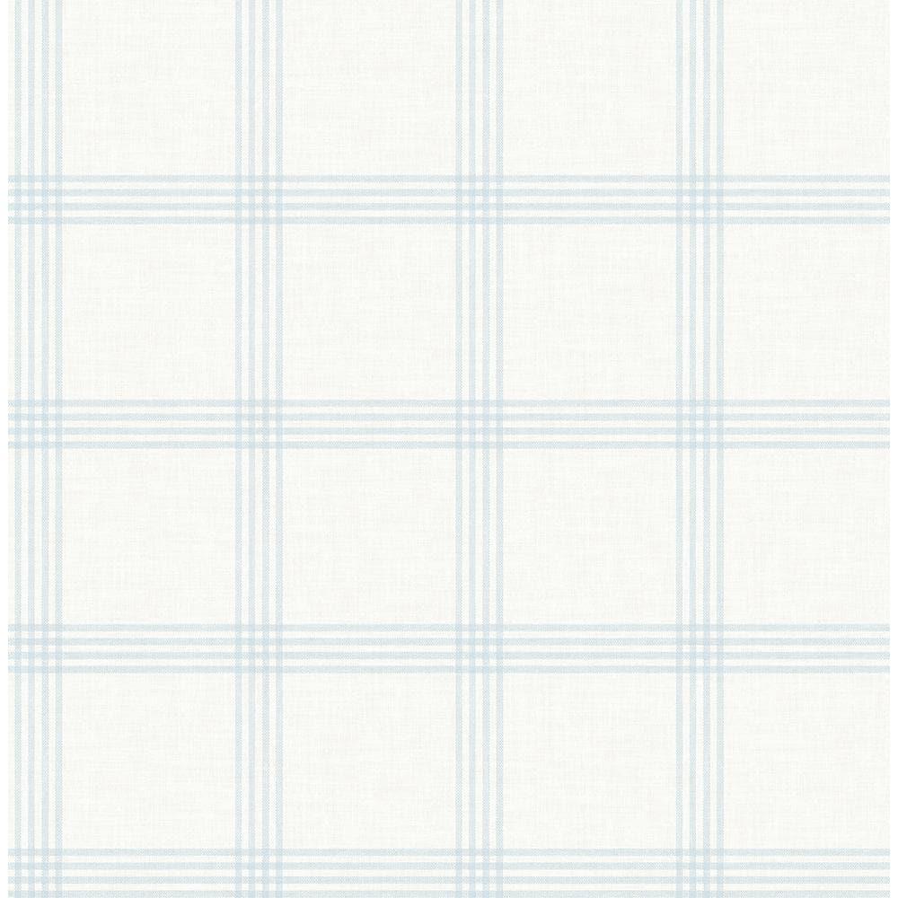 Chesapeake Twain Light Blue Plaid Unpasted Non Woven Wallpaper, 20.5-in by 33-ft, 56.4 sq. ft.