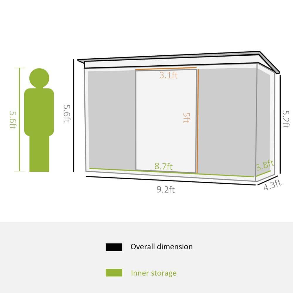 9 ft. W x 4 ft. D Metal Horizontal Tool Shed