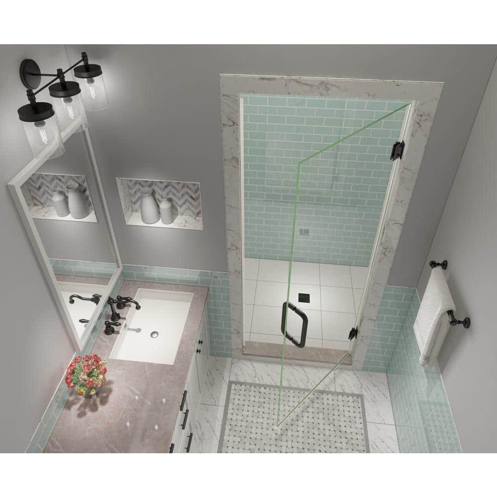 Kinkade XL 23.75" - 24.25" W x 80" H Hinged Frameless Shower Door