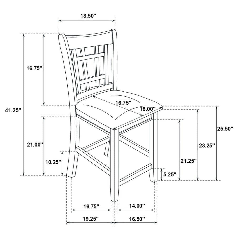 Espresso Oak Veneer Counter Height Dining Set with Black Fabric Chairs