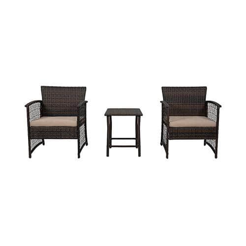 Polytrends Heritage Outdoor 3-piece Wicker Bistro Patio Set Coffee/Beige