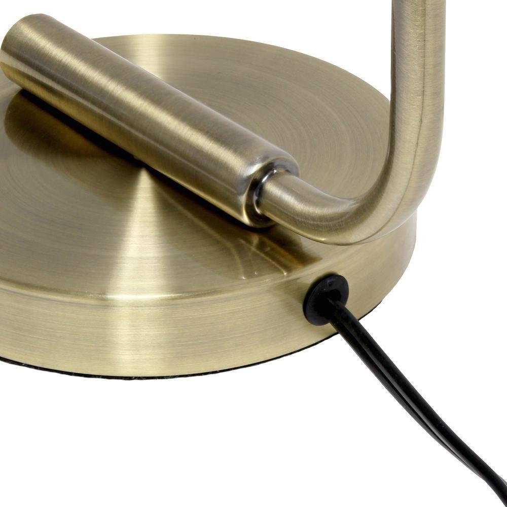 Modern Iron Desk Lamp with USB Port and Glass Shade Antique Brass Finish - Lalia Home: ETL Listed, No Assembly, Edison Bulb Compatible