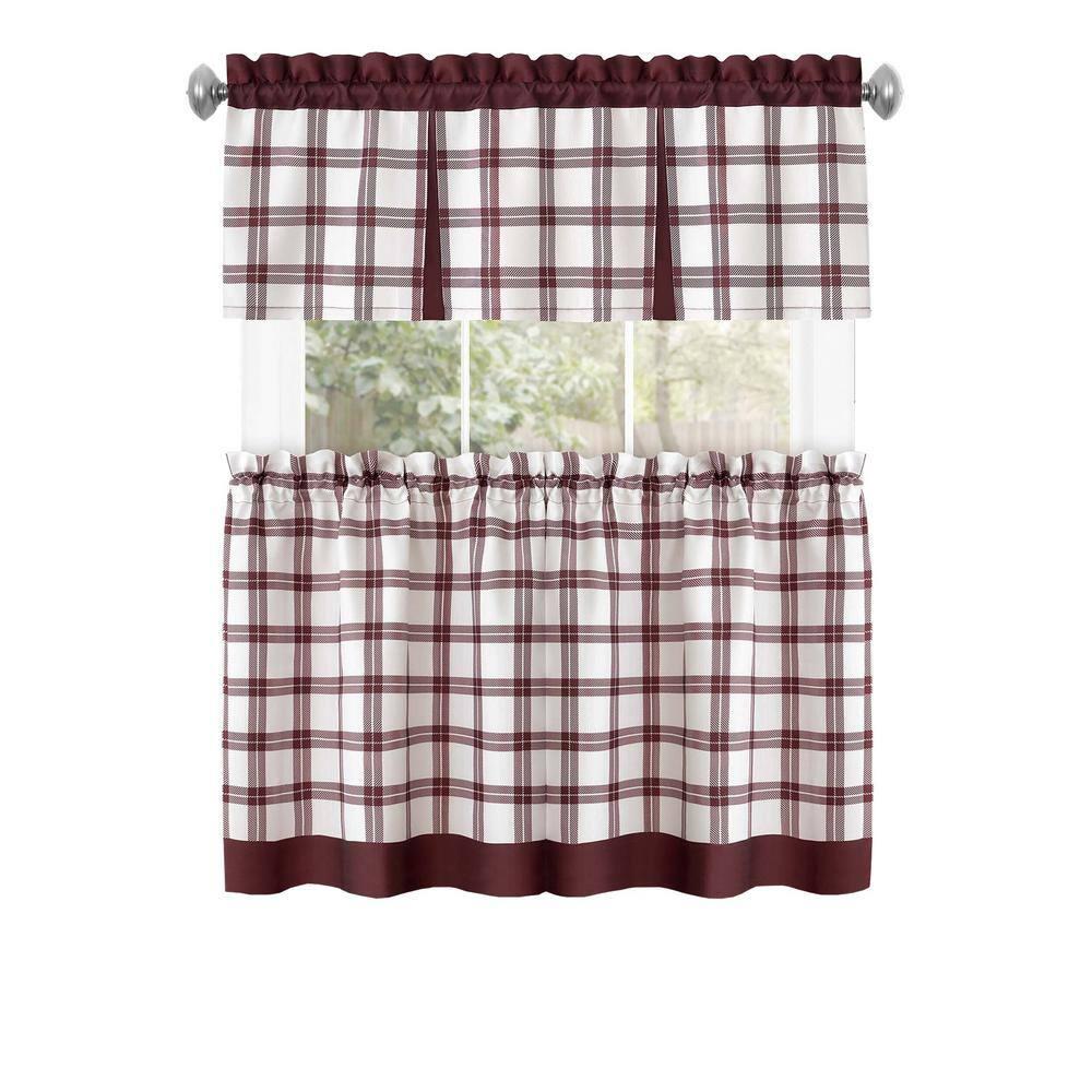 Achim Importing Co Plaid Tailored 58'' W Kitchen Curtain