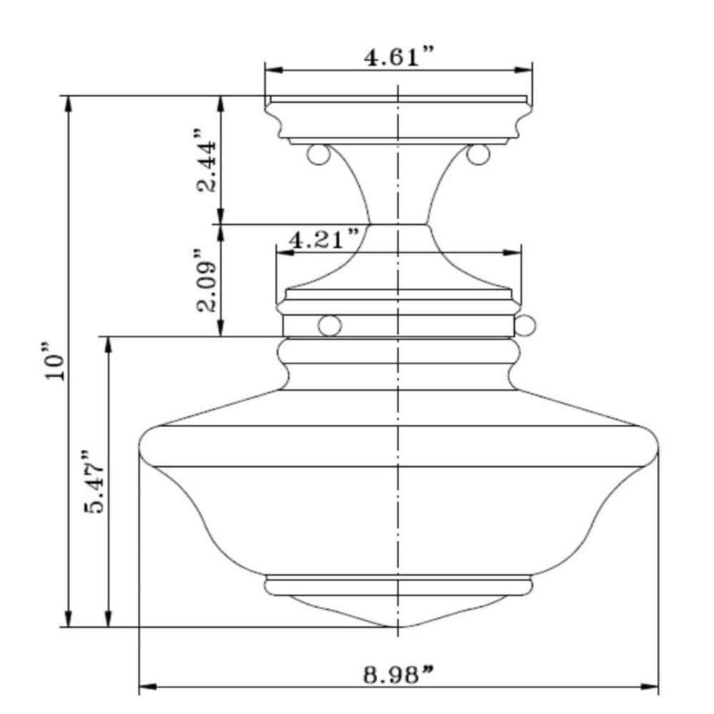 Design House Schoolhouse 9" Semi-Flush Mount Ceiling Light, Satin Nickel
