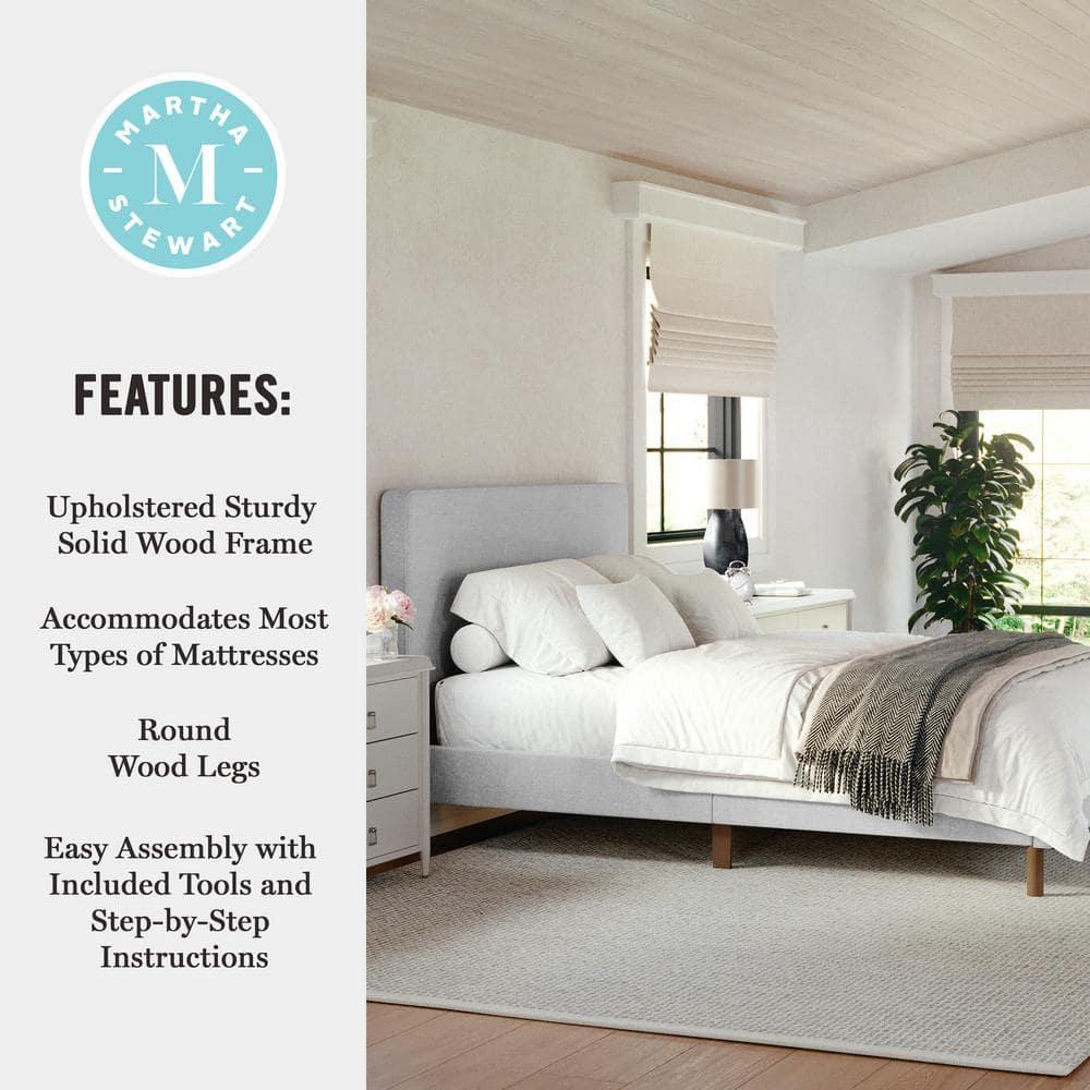 Martha Stewart Martha Stewart Britta Upholstered Platform Bed With Piped Detail Headboard