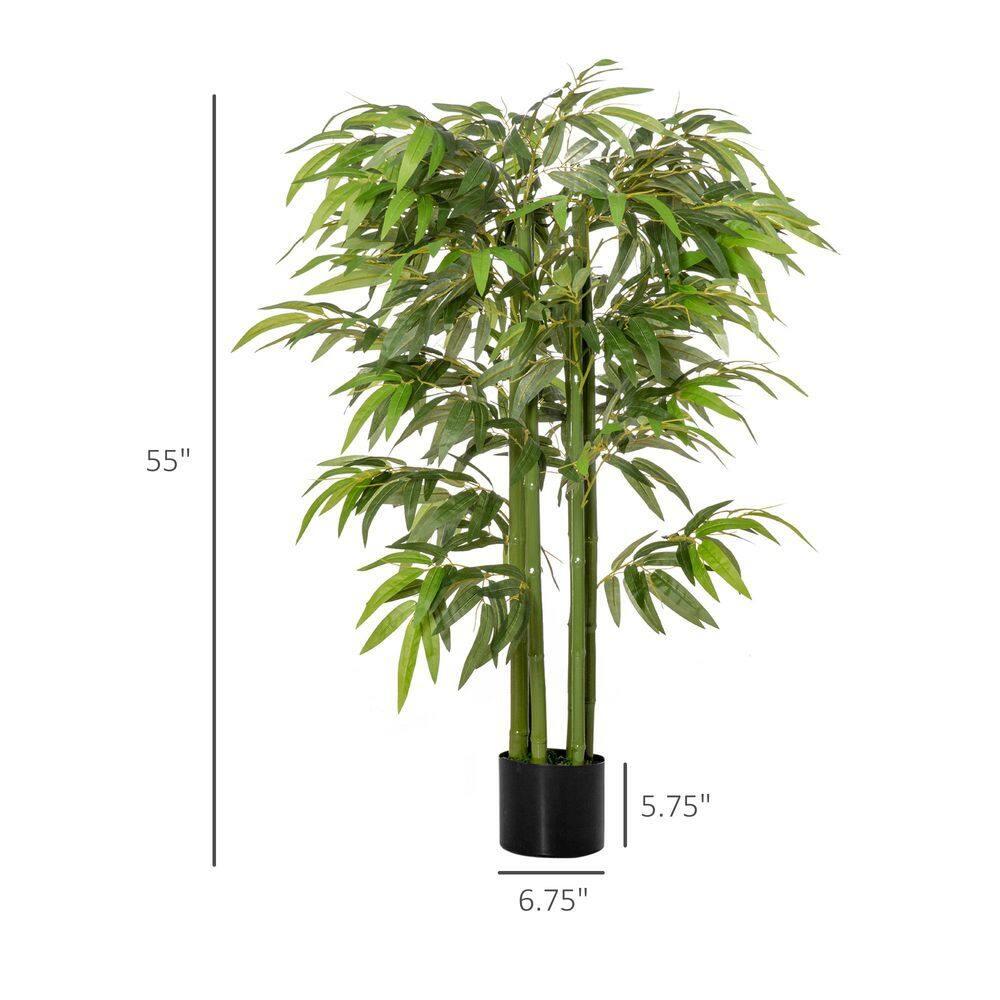 HOMCOM 4.5FT Artificial Bamboo Tree, Faux Decorative Plant in Nursery Pot for Indoor or Outdoor Décor
