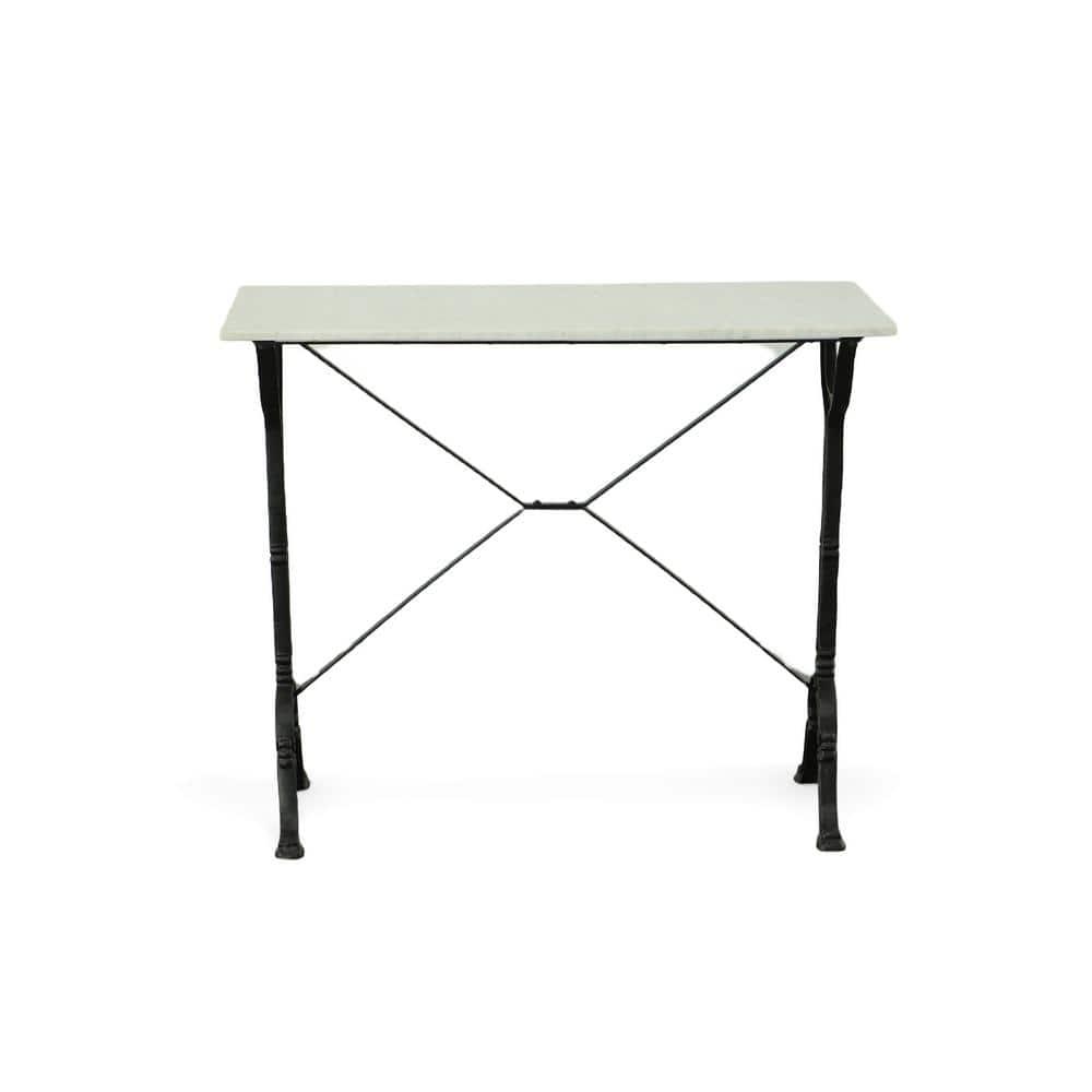 Carolina Living Draven Marble Top Bar Table White/Black: Iron Frame, 36" High Counter Table