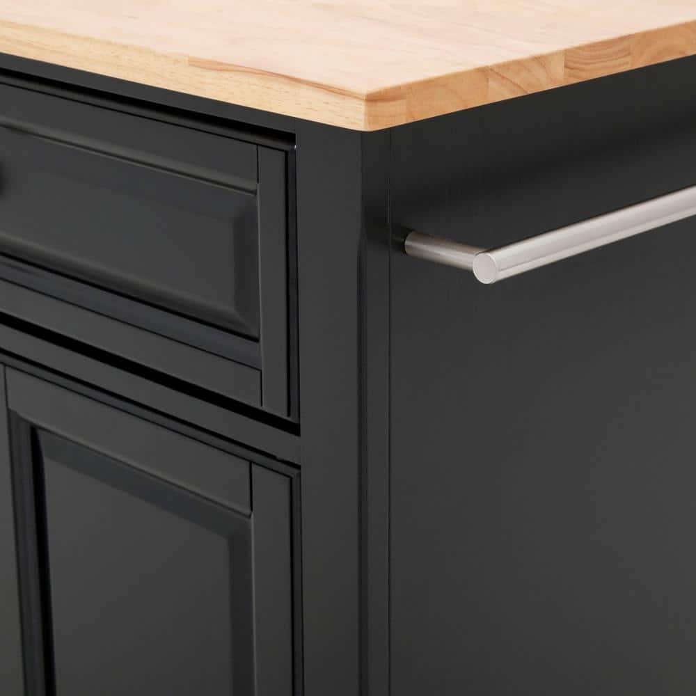 Wood Top Portable Kitchen Cart Wood/Black - Crosley: Traditional Farmhouse Design, Adjustable Shelf, Wheeled Storage Island