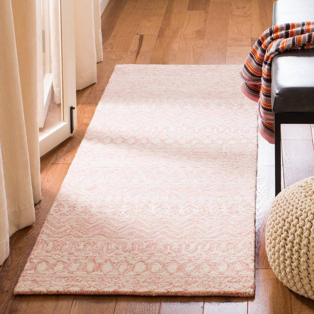 Micro-Loop MLP502 Hand Tufted Indoor Runner Rug - Pink/Ivory - 2'3"x7' - Safavieh