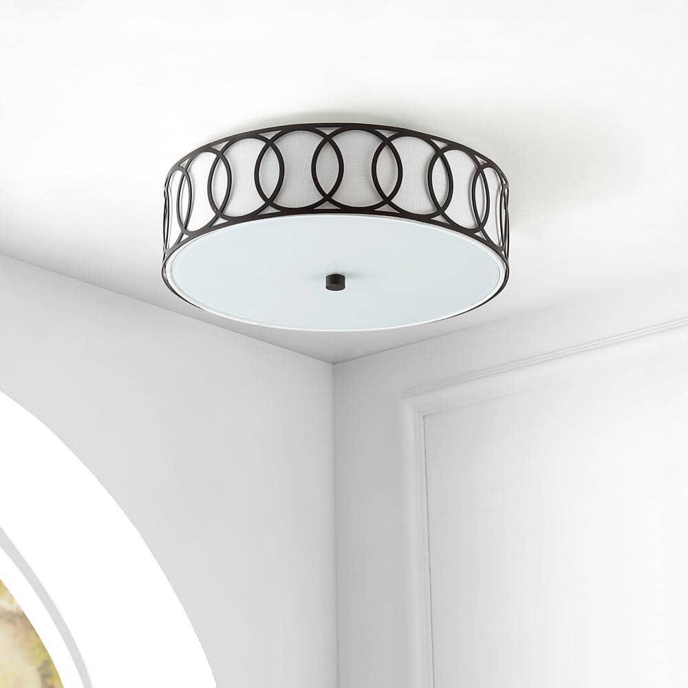 Aubrey 3-Light 15.5" Metal LED Flush Mount, Oil Rubbed Bronze