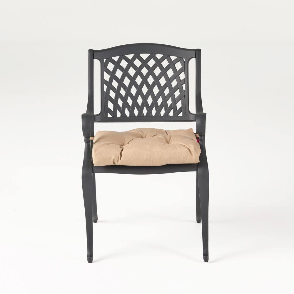 Noble House Cayman Outdoor Dining Chair in Matte Black and Tuscany (Set of 2)