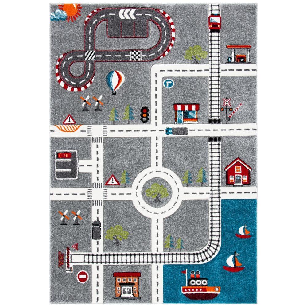 Carousel Kids  CRK192 Loomed Indoor Area Rug - Grey/Ivory - 5'3"x7'6" - Safavieh