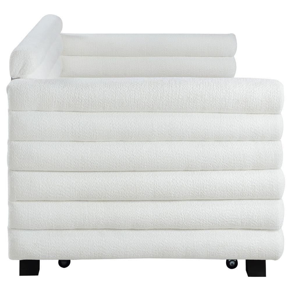 Coaster Patricia Boucle Fabric Upholstered Twin Day Bed with Trundle White