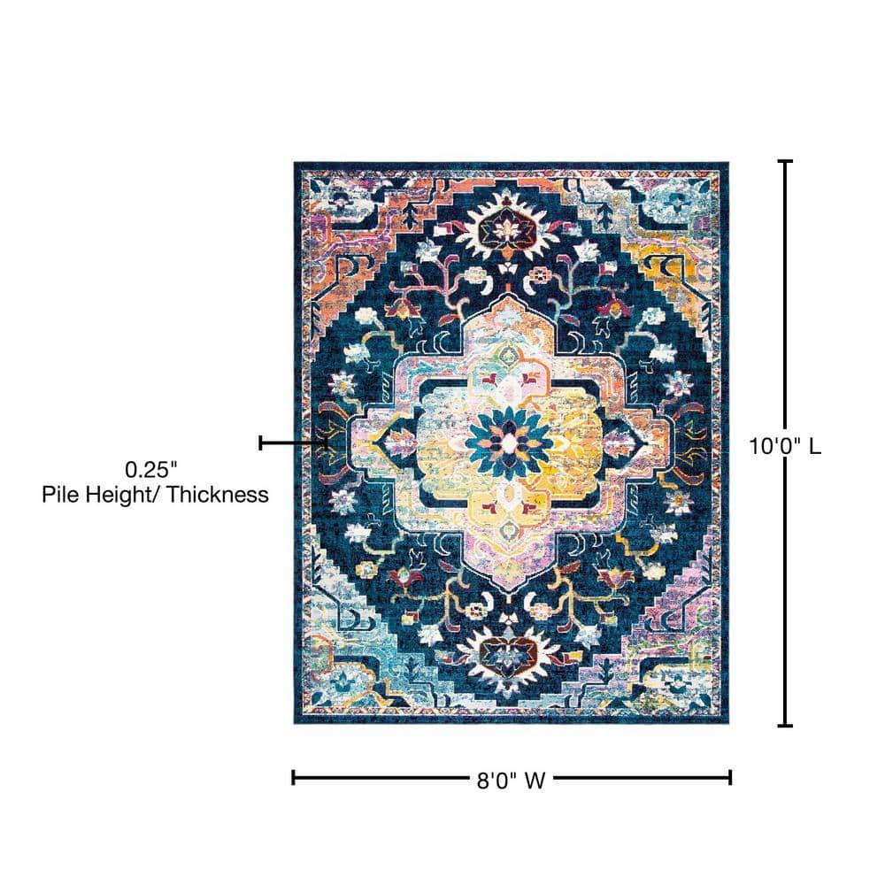 Crystal CRS501 Loomed Indoor Area Rug - Navy/Fuchsia - 8'x10' - Safavieh