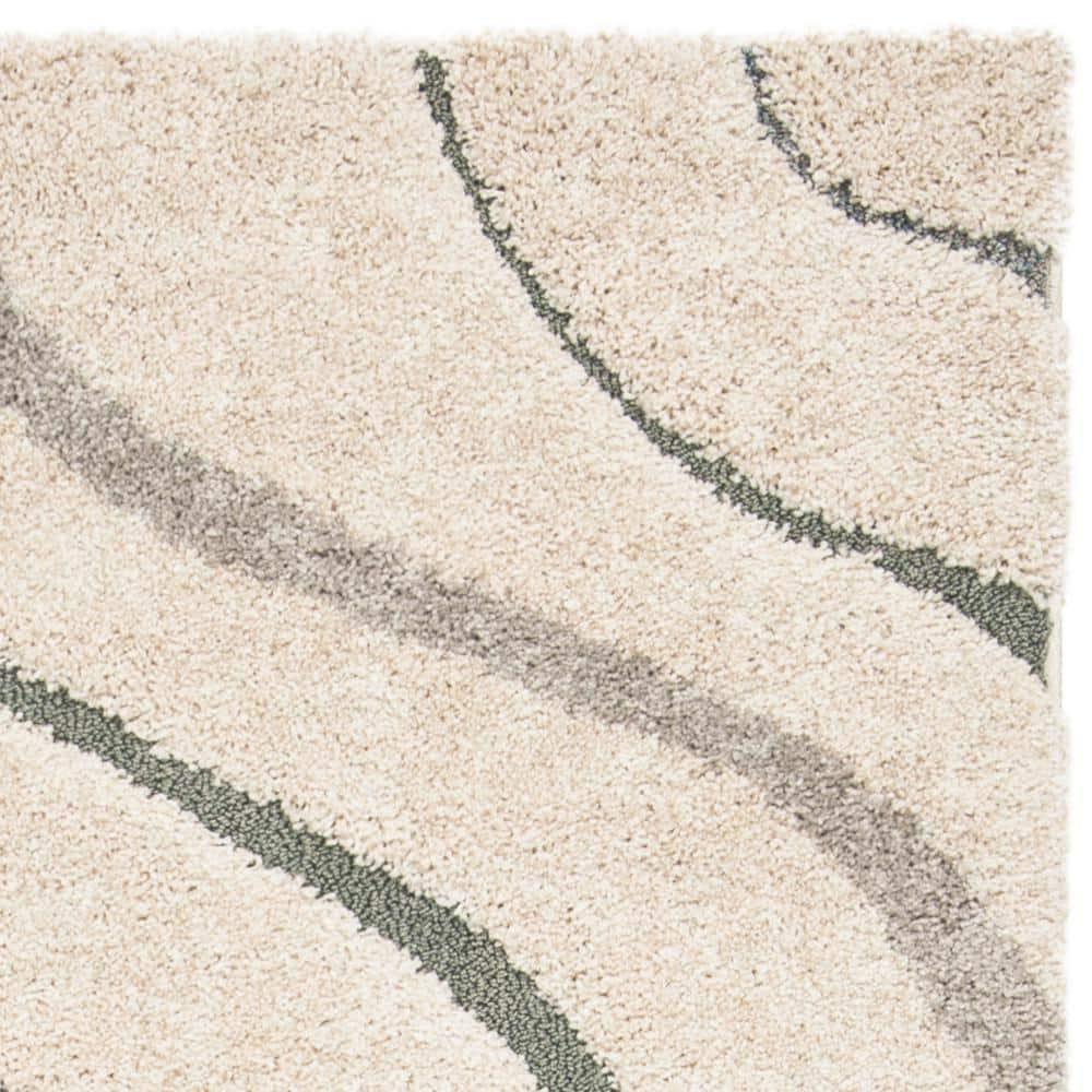 Florida Shag SG472 Power Loomed Indoor Area Rug - Cream/Light Blue - 6'x9' - Safavieh