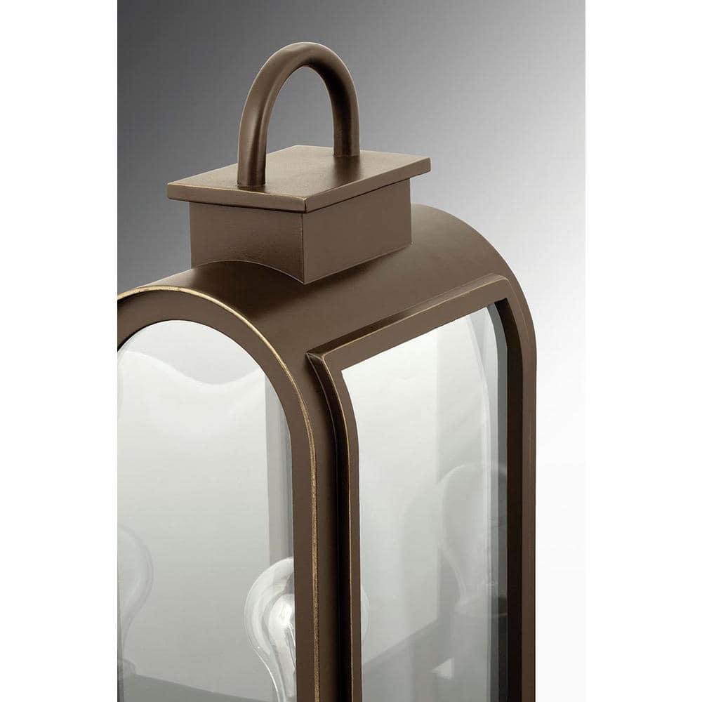 Progress Lighting Refuge 1-Light Medium Wall Lantern, Oil Rubbed Bronze, Clear Glass, Umber Reflector Panel