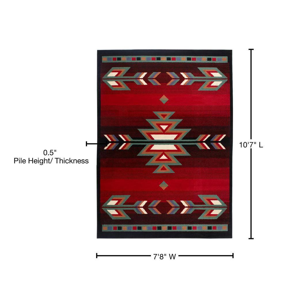 Home Dynamix Premium Sagrada Southwestern Geometric Area Rug, Black/Red, 7'8"x10'7"