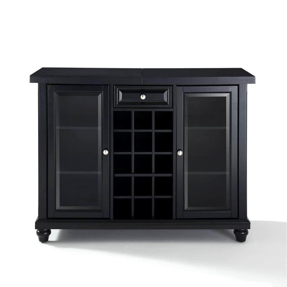 Bowery Hill Contemporary Wood Sliding Top Bar Cabinet in Black
