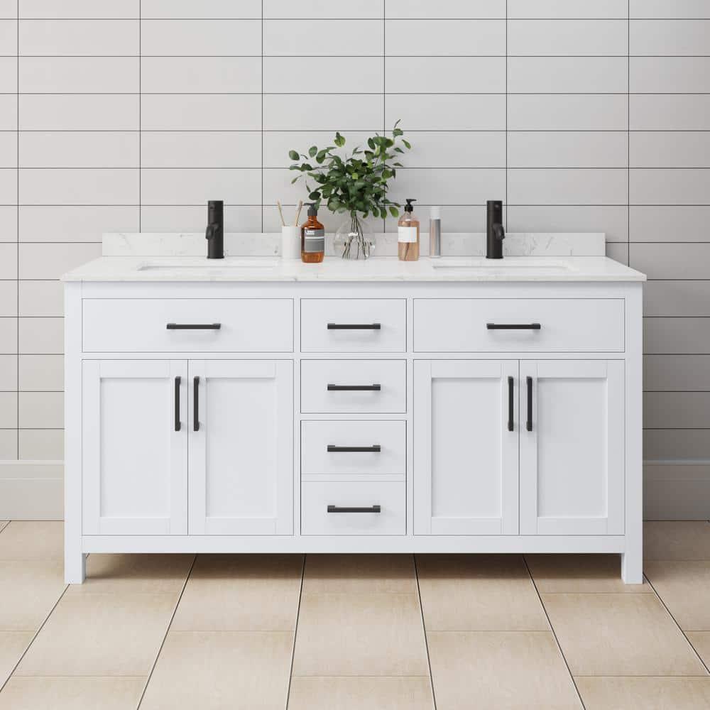 Beckett 66" Freestanding Double Bathroom Vanity with Cultured Marble Top