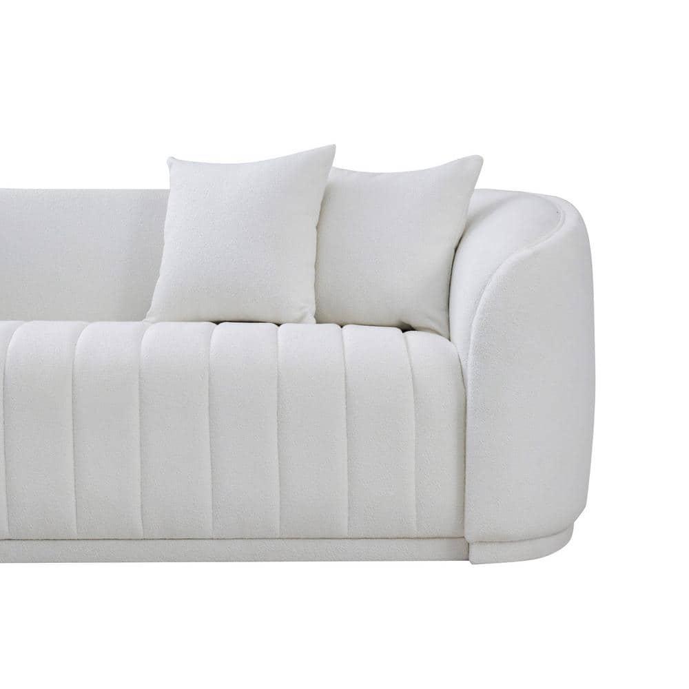 Thirst Mid Century Modern Luxury Tight Back Boucle Couch in White