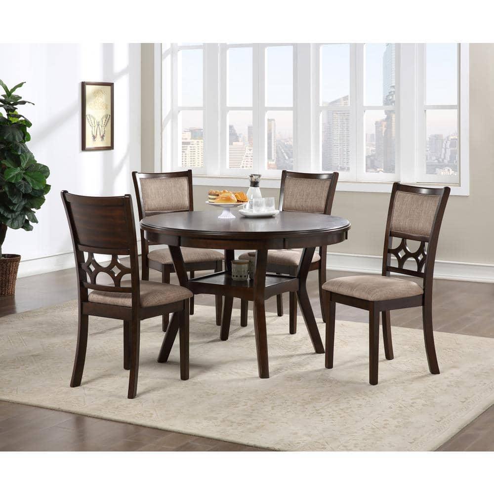 New Classic Furniture Mitchell 5-Piece Transitional Wood Dining Set in Cherry