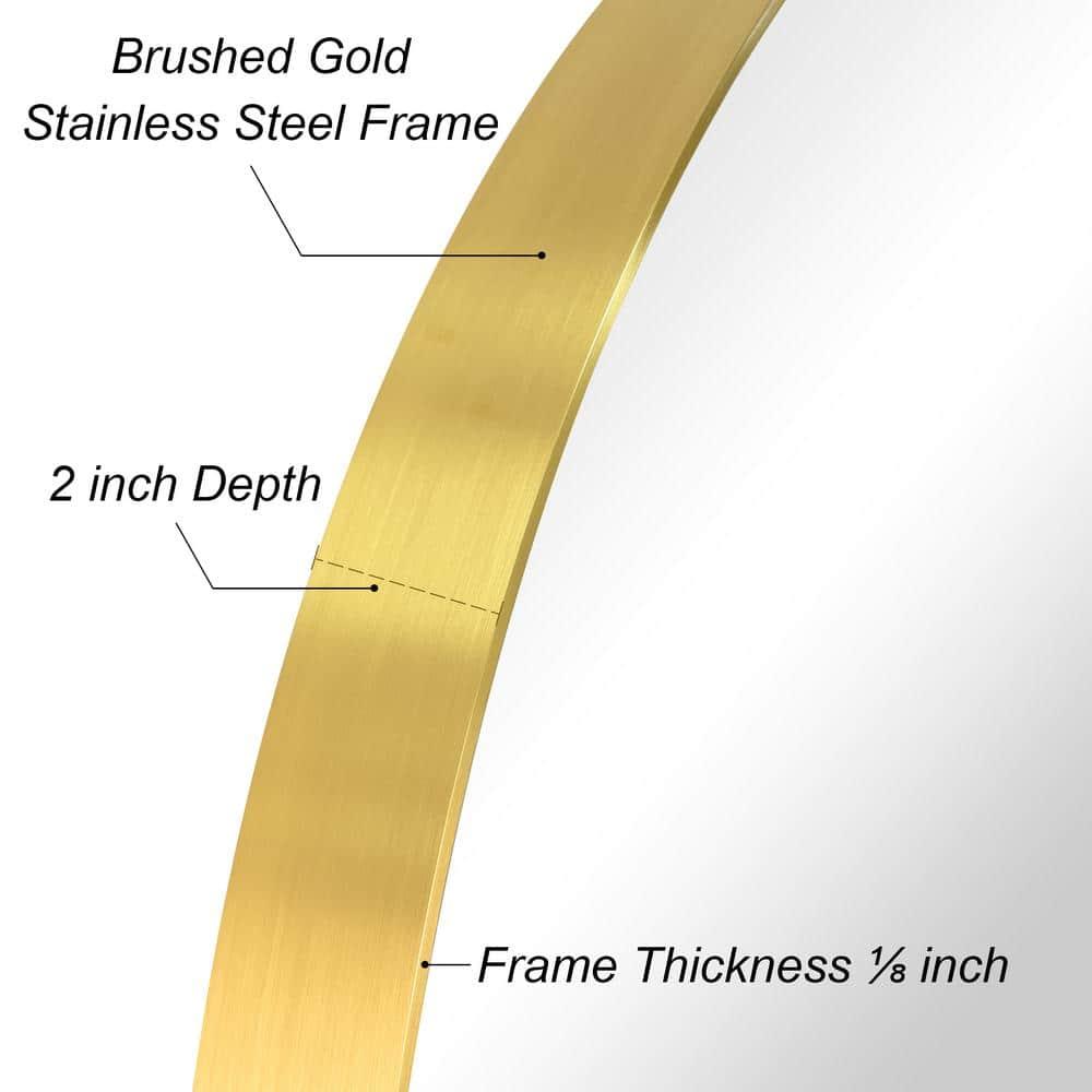 Empire Art Direct Ultra Brushed Gold Stainless Steel Frame Oval Wall Mirror, 24" x 36" x 2", Ready to Hang